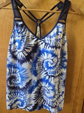 ZeroXposur Blue and Navy Tie-Dye Swim Coverup Tank